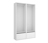 Kit Muebles Armario vestidor SUIT - Conjunto con dos zapateros 205x120x45 Blanco/Natural
