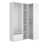 Kit Muebles Armario vestidor SUIT 2 módulos + 3 barras + zapatero 205x144,5x79,5 cm Blanco/Natural