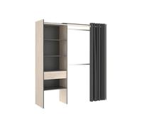 Kit Muebles Vestidor DEKIT SUIT - con cajón y cortina - Natural y Grafito
