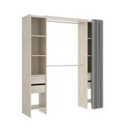 Vestidor suit 4 cajones + 2 barras + 8 compartimentos natural 205x180x50 cm
