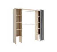 DEKIT Vestidor Suit – 2 columnas adaptable con cortina – 205 x 180 x 50 cm – Natural