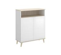 Aparador wok 2 puertas con compartimento blanco/natural 102x80x40 cm