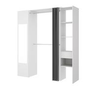 Dekit Kit Vestidor Blanco con Columna Espejo y Cortina - SUIT