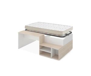 DEKIT - Pack Ahorro Cama Escritorio Kric con colchón Nova y somier Lama Ancha 90 x 190 cm