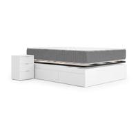 DEKIT - Pack Ahorro Dormitorio Cama Alice con Dos mesitas y con 1 Colchón viscoelástico con muelles ensacados Aurea 150 x 190cm y 1 Somier de Lama Ancha
