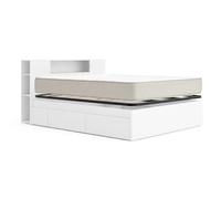 DEKIT - Pack Ahorro Dormitorio Cama Alice de 4 cajones con Cabezal Ten con 1 Colchón viscoelástico Nova 150 x 190 cm, Altura 20 cm y 1 Somier de Lama Ancha