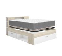 DEKIT - Pack Ahorro Dormitorio Cama Lanka con 1 Colchón viscoelástico con muelles ensacados Aurea 135 x 190cm y 1 Somier de Lama Ancha