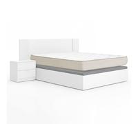DEKIT - Pack Ahorro Dormitorio Canapé Nest con Cabezal len con 1 Colchón viscoelástico Nova 150 x 190 cm, Altura 20 cm