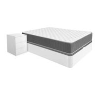 DEKIT - Pack Ahorro Dormitorio Canapé Round con Dos mesitas y con 1 Colchón viscoelástico con muelles ensacados Aurea 150 x 190cm