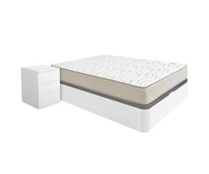 DEKIT - Pack Ahorro Dormitorio Canapé Round con Dos mesitas y con 1 Colchón viscoelástico Nova 135 x 190 cm, Altura 20 cm