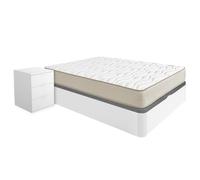 DEKIT - Pack Ahorro Dormitorio Canapé Round con Dos mesitas y con 1 Colchón viscoelástico Nova 150 x 190 cm, Altura 20 cm