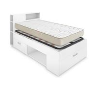 DEKIT - Pack Ahorro Juvenil Cama Lanka con cabecero somier Lama Ancha y colchón viscoelástico 90 x 190 cm