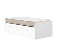 DEKIT - Pack Ahorro Juvenil Cama Mek con cajones somier Lama Ancha y colchón viscoelástico 90 x 190 cm