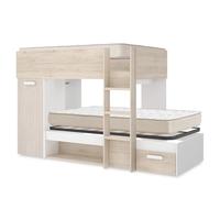 DEKIT - Pack Ahorro Juvenil Cama Tren KOS con 1 Somier Lama Ancha y 2 Colchones viscoelásticos Nova 90 x 190 cm