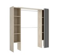 DEKIT Vestidor Suit – 2 columnas adaptable con cortina – 205 x 180 x 50 cm – Natural