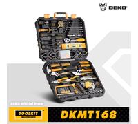 DEKO 208 piezas de herramientas manuales edc. Herramientas múltiples para carpintería con caja de herramientas, incluye juego de llaves dinamométricas, cuchillo de martillo DKMT208