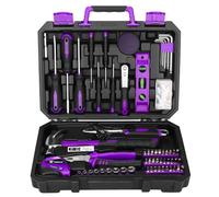 DEKO Caja de Herramientas de 100 Piezas Color Morado, Kit de Herramientas de Bricolaje para Hogar, Oficina y Coche, con Juego de Destornilladores, Martillo y Set de Alicates