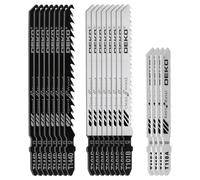 DEKO Juego de Hojas de Sierra de Calar, 20 Pzas, Hojas Bimetálicas HCS/HSS | Vástago en T, 3 Modelos, para Corte de Madera, Metal y Aluminio, con Estuche de Plástico Transparente