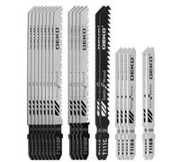 DEKO Juego de Hojas de Sierra de Calar, 20 Pzas, Hojas Bimetálicas HCS/HSS | Vástago en T, 5 Modelos, para Corte de Madera, Madera con Clavos, Metal y Aluminio, con Estuche de Plástico Transparente