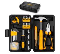 DEKO Kit de Herramientas de 94 Piezas con Maletín Compacto, Juego de Herramientas para Bricolaje y Reparaciones del Hogar, con Martillo, Alicates y Cinta Métrica, Amarillo