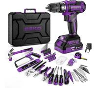 DEKO Maletín Herramientas 186 Piezas, Taladro Eléctrico 20V Morado