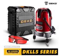 DEKO-Nivel láser serie LL5, herramienta de nivelación de 5 líneas, 6 puntos, luz roja y verde, nivelado automático, Horizontal y Vertical, ajuste de 360 grados, mayor visibilidad LL57R-SET1