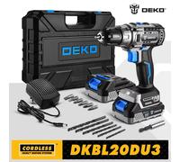 DEKO-Taladro Inalámbrico sin escobillas de 20V, Kit combinado de Mini destornillador eléctrico, herramientas eléctricas de 2 velocidades para carpintería DKBL20DU3 SET4