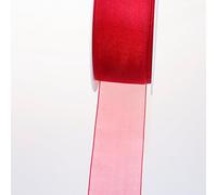 Deko und Band 53736 53736-38-50-65 - Cinta de organza (38 mm, 50 m), color rojo