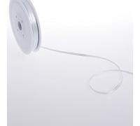 Deko und Band Double de Face satén con Plata Borde - Color Blanco - 3 mm - 50 m - 32103 10 (0,27 €/m)