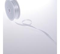 Deko und Band Double de Face satén con Plata Borde - Color Blanco - 6 mm - 50 m - 32106 10 (0,34 €/m)