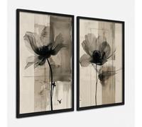 DekoArte - Cuadros decoración salón modernos flores 50x70cm x2 con marco