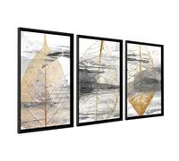 DekoArte - Cuadros decoración salon modernos hojas 50x70cm x3 con marco