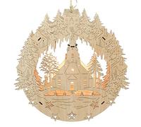 Dekohelden24 5210010 Exclusives - Cuadro Iluminado para Ventana (Madera, 30 cm), diseño de Iglesia Seiffener