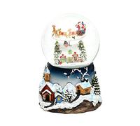 Dekohelden24 Bola de Nieve XXL con rotación, remolinos de Nieve y Sonido, Dimensiones H/B/Ø Bola: Aprox. 19,5 x 13,5 cm/Ø 12 cm.