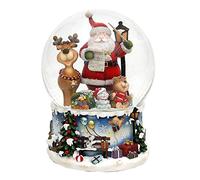 Dekohelden24 Bola de Nieve XXL Divertida, Musical, melodía: Rudolph The Red Nosed Reindeer, Dimensiones (Largo x Ancho x Alto): 15 x 15 x 20 cm, Bola de 15 cm de diámetro, Papá Noel con Alce