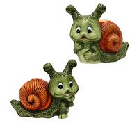 Dekohelden24 Caracol Decorativo de cerámica, Juego de 2 Unidades, decoración de jardín, Dimensiones Aprox. 20 x 10 x 15,5 cm, Color Verde