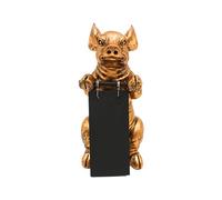 Dekohelden24 Figura Decorativa de Cerdo en Oro, con Pizarra para Escribir, de polirresina, tamaño: 11 x 11,5 x 22 cm, 22 cm Aprox