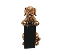 Dekohelden24 Figura Decorativa de Perro en Oro, con Pizarra para Escribir, tamaño: L/B/H Aprox. 9,5 x 12,5 x 22 cm, 22 cm