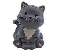 Dekohelden24 Forma Infantil, diseño, Hucha para niños, con función de Ahorro de cerámica en Gris, 10 x 12 x 16 cm, Gato Oscuro, Katze Dunkel