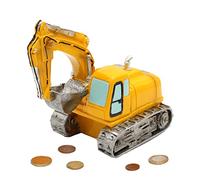 Dekohelden24 Hucha como Excavadora de Poli - Sparauto - Hucha en Amarillo con Cierre de plástico, tamaño L/B/H: 17 x 11 x 16 cm Aprox