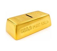 Dekohelden24 Hucha Para Niños, Hucha De Lingotes De Oro, Hucha Decorativa Con Función De Ahorro De Cerámica En Dorado, 16 X 9 X 5 Cm
