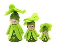 Dekohelden24 Juego de 3 muñecos de Fieltro para Colocar de pie o Colgar, Gorro, 3 tamaños Diferentes de 6 a 12 cm, Flor Verde, 12 cm