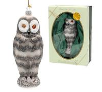 Dekohelden24 Lauschaer - Figura Decorativa para árbol de Navidad, diseño de búho de Nieve, 17 cm de Alto