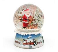Dekohelden24 Maravillosa Bola de Nieve, Papá Noel con Reno 500892-A, Medidas de la Bola (Alto/Ancho): Aprox. 8,5 x 7 cm / 6,5 cm