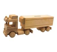 Dekohelden24 sostenible móvil Tractor - Hucha para niños, camión de Ahorro, Silla de Madera de Haya, 31 x 5 x 10 cm, Semirremolques, Talla única