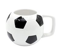 Dekohelden24 Taza de café de cerámica con diseño de balón de fútbol - Tamaño: 10 x 7 cm aprox./capacidad: 400 ml, color blanco y negro
