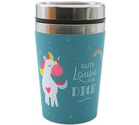 Dekohelden24 Taza térmica para llevar, taza de café, taza térmica, taza de viaje, diseño de unicornio, buen humor para ti, tamaño alto: 13,5 x 8,4 cm, capacidad: 240 ml.