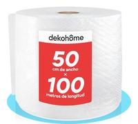 Dekohome Rollo Plastico Burbujas Embalaje, 50cm (A) y 100m (L). Papel burbuja perfecto para Protección de Objetos Frágiles, Mudanzas, Embalajes y Envíos