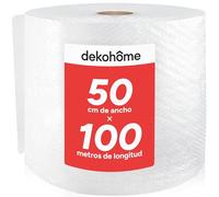Dekohome Rollo Plastico Burbujas Embalaje, 50cm Ancho y 100m longitud. Papel burbuja perfecto para Objetos Frágiles, Mudanzas, Embalajes y Envíos