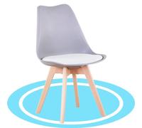 Dekohome Sillas de Comedor, Sillas de Cocina Nórdicas con Asiento Blando, Tapizado y Patas de Madera de Haya Resistente, Gris y Blanco, 1 Silla